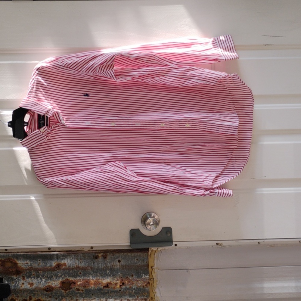 🚨B2G1 POLO RALPH LAUREN Red Blue White Striped Cotton Long Sleeve Button Up
